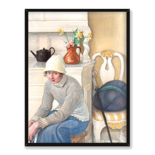 Carl Larsson Dziewczyna z łyżwami we wnętrzu szkoły w Falun 30x40