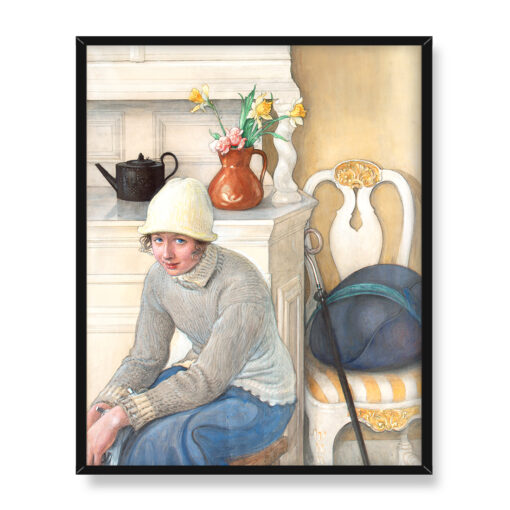 Carl Larsson Dziewczyna z łyżwami we wnętrzu szkoły w Falun 40x50
