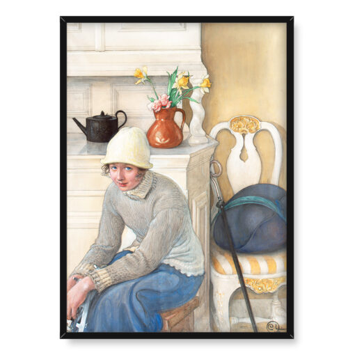 Carl Larsson Dziewczyna z łyżwami we wnętrzu szkoły w Falun 50x70