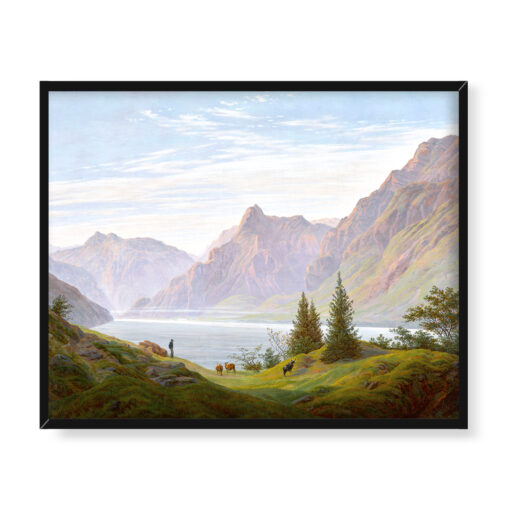 Caspar David Friedrich Krajobraz z górskim jeziorem o poranku 50x40 w RAMIE