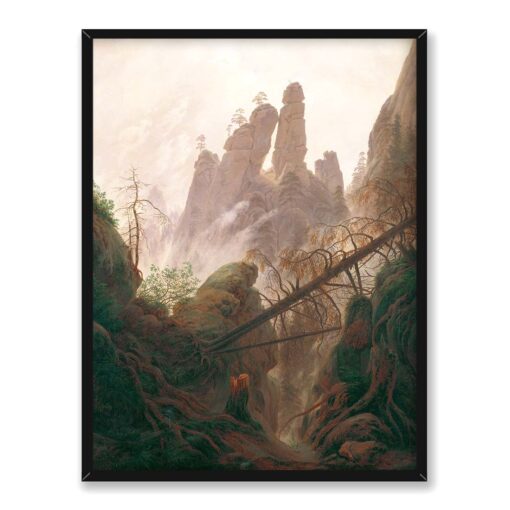 Caspar David Friedrich Skalisty krajobraz w Górach Piaskowcowych 30x40 w RAMIE