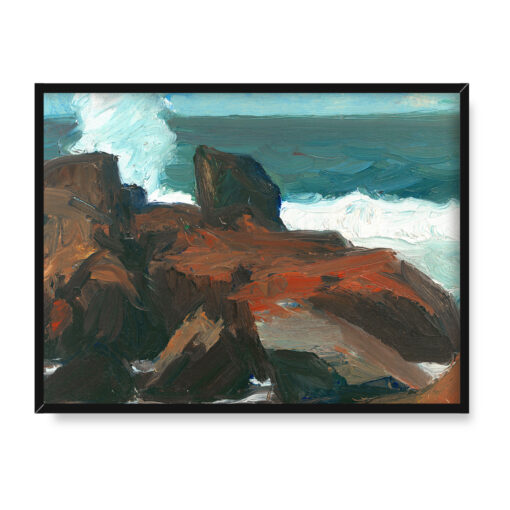Edward Hopper Fale uderzające o skały Monhegan 40x30 w RAMIE