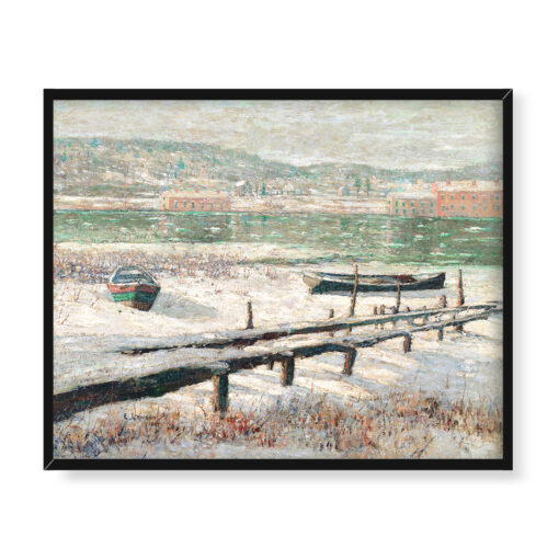 Ernest Lawson Zima nad rzeką 50x40 w RAMIE