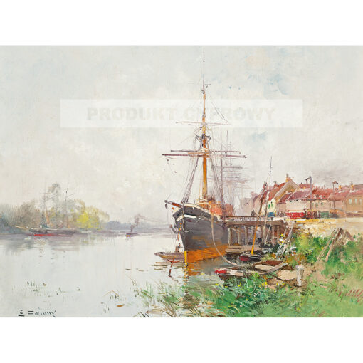 Eugene Galien-Laloue Łódź przy brzegu — produkt cyfrowy do pobrania