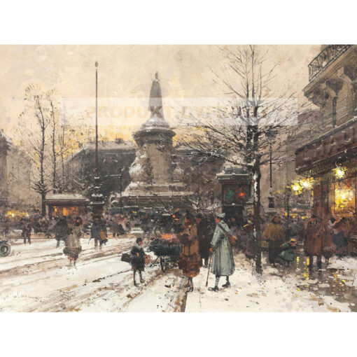 Eugene Galien-Laloue Plac Republiki Zimą Paryż — produkt cyfrowy do pobrania