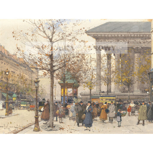 Eugene Galien-Laloue Vue Animee de la Madeleine Paryż — produkt cyfrowy do pobrania