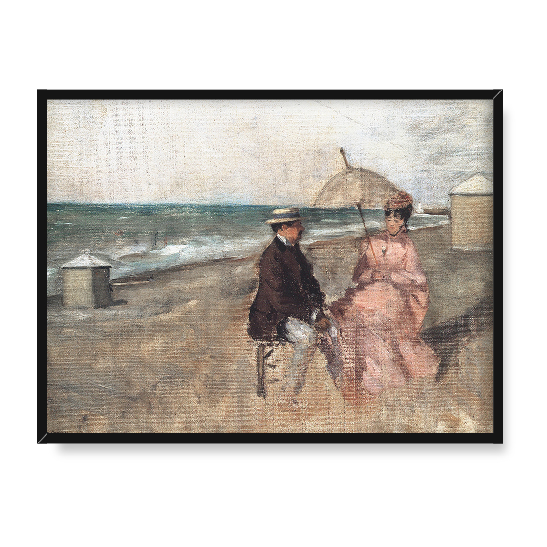 Eva Gonzales Szkic na plaży 40x30 w RAMIE