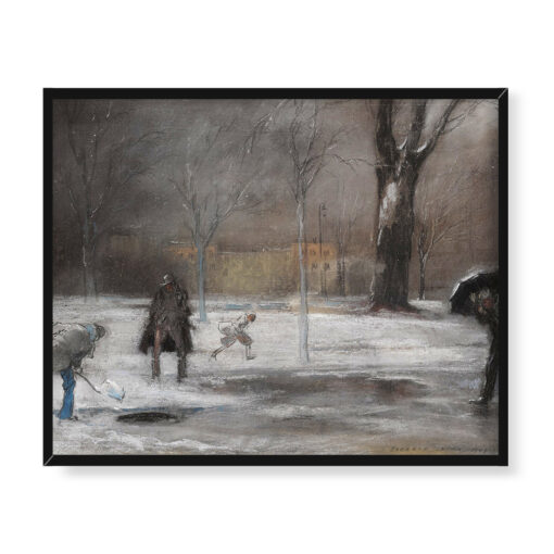 Everett Shinn Zima na Placu Waszyngtona 50x40 w RAMIE