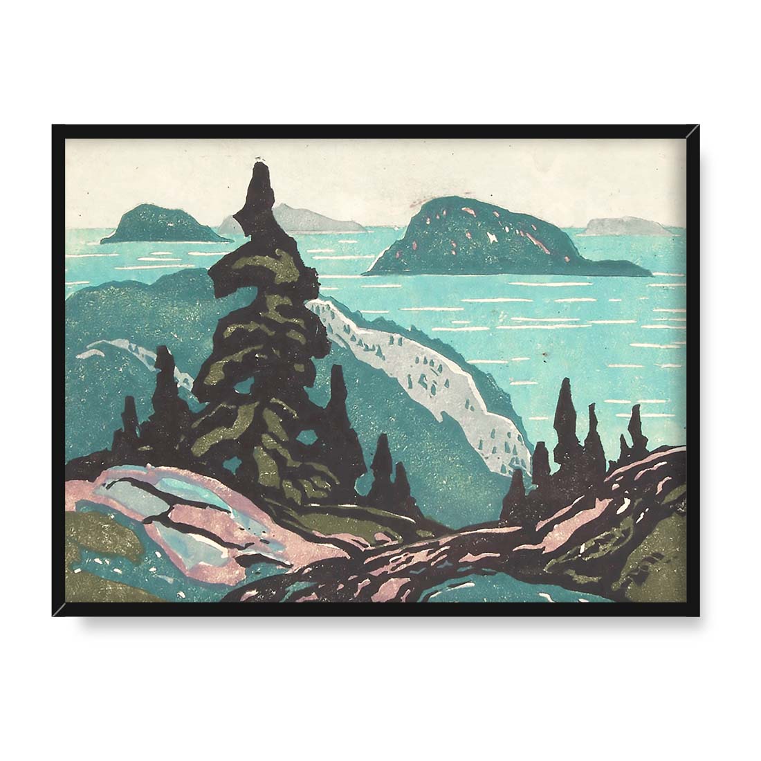 Franklin Carmichael Pejzaż znad jeziora Superior 40x30 w RAMIE