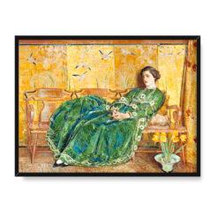 Frederick Childe Hassam Kwiecień Zielona suknia 40×30