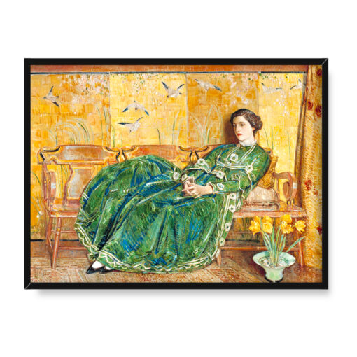 Frederick Childe Hassam Kwiecień Zielona suknia 40x30 w RAMIE