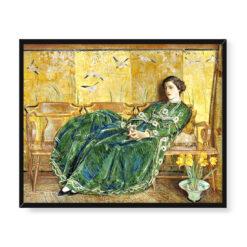 Frederick Childe Hassam Kwiecień Zielona suknia 50×40