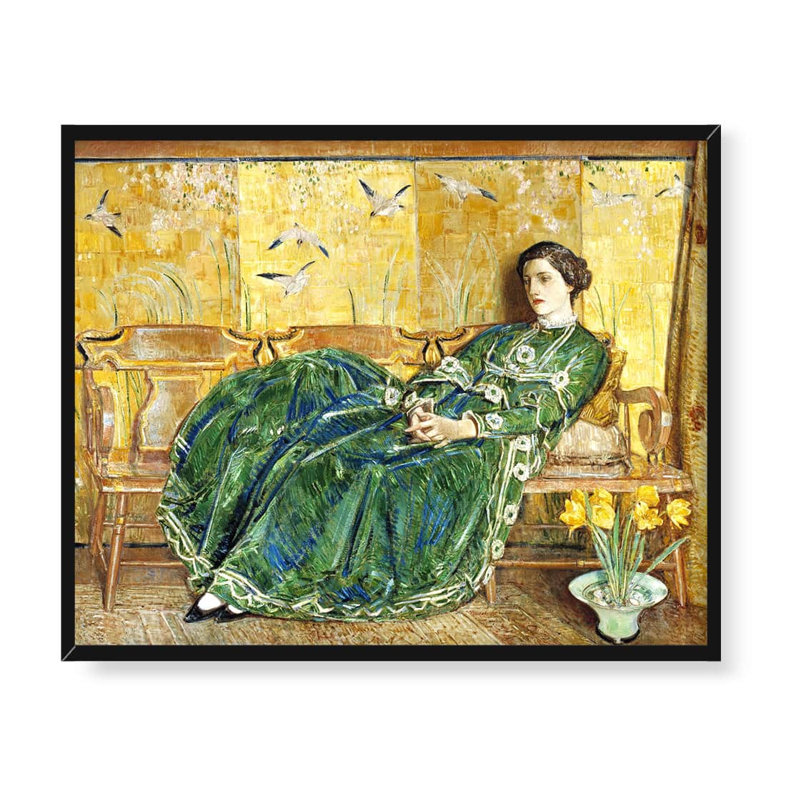 Frederick Childe Hassam Kwiecień Zielona suknia 50x40