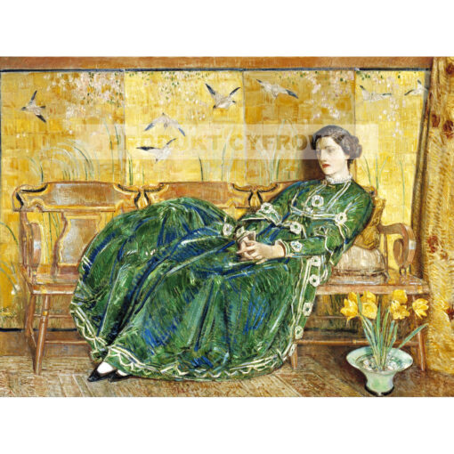 Frederick Childe Hassam Kwiecień Zielona suknia — produkt cyfrowy do pobrania