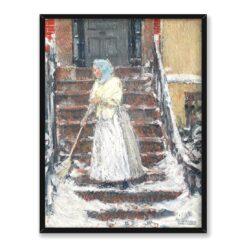 Frederick Childe Hassam Zamiatanie śniegu 30×40