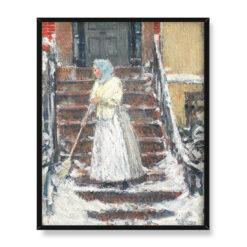 Frederick Childe Hassam Zamiatanie śniegu 40×50