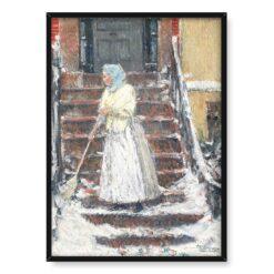 Frederick Childe Hassam Zamiatanie śniegu 50×70