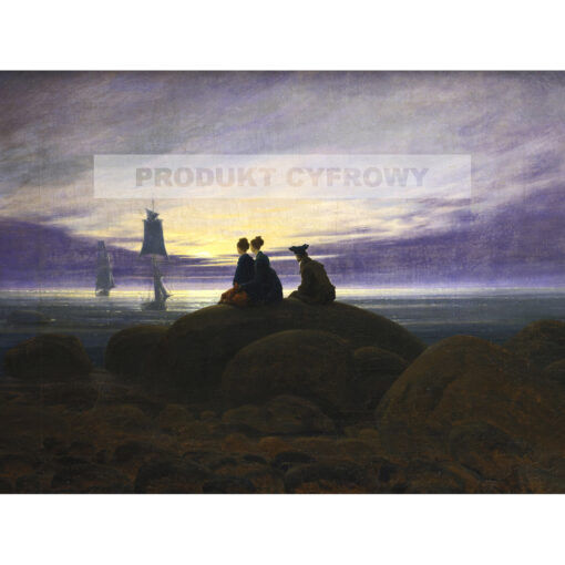 Friedrich Wschód księzyca nad morzem — produkt cyfrowy do pobrania