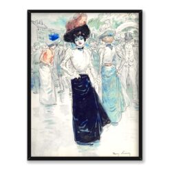 Henry Somm Paryżanka na zatłoczonej ulicy 30×40 w RAMIE