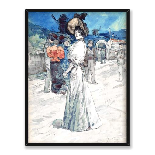 Henry Somm Paryżanka przy Moulin de la Galette 30x40 w RAMIE