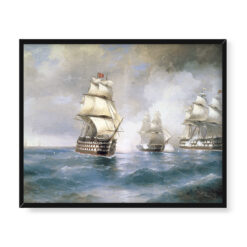 Iwan Ajwazowski Bryg Merkury atakowany przez dwa tureckie okręty 50×40