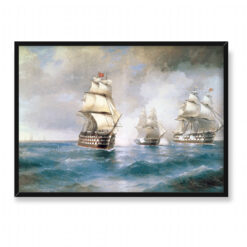 Iwan Ajwazowski Bryg Merkury atakowany przez dwa tureckie okręty 70×50