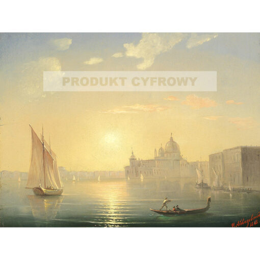 Iwan Ajwazowski Canale Grande z widokiem na Santa Maria della Salute o zachodzie słońca — produkt cyfrowy do pobrania