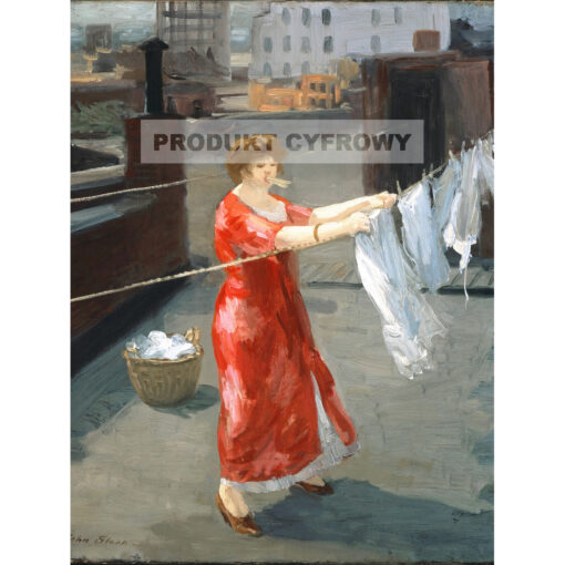 John Sloan Czerwone kimono na dachu — produkt cyfrowy do pobrania