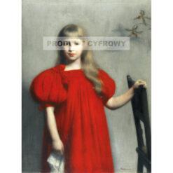 Józef Pankiewicz Portret dziewczynki w czerwonej sukience — produkt cyfrowy do pobrania