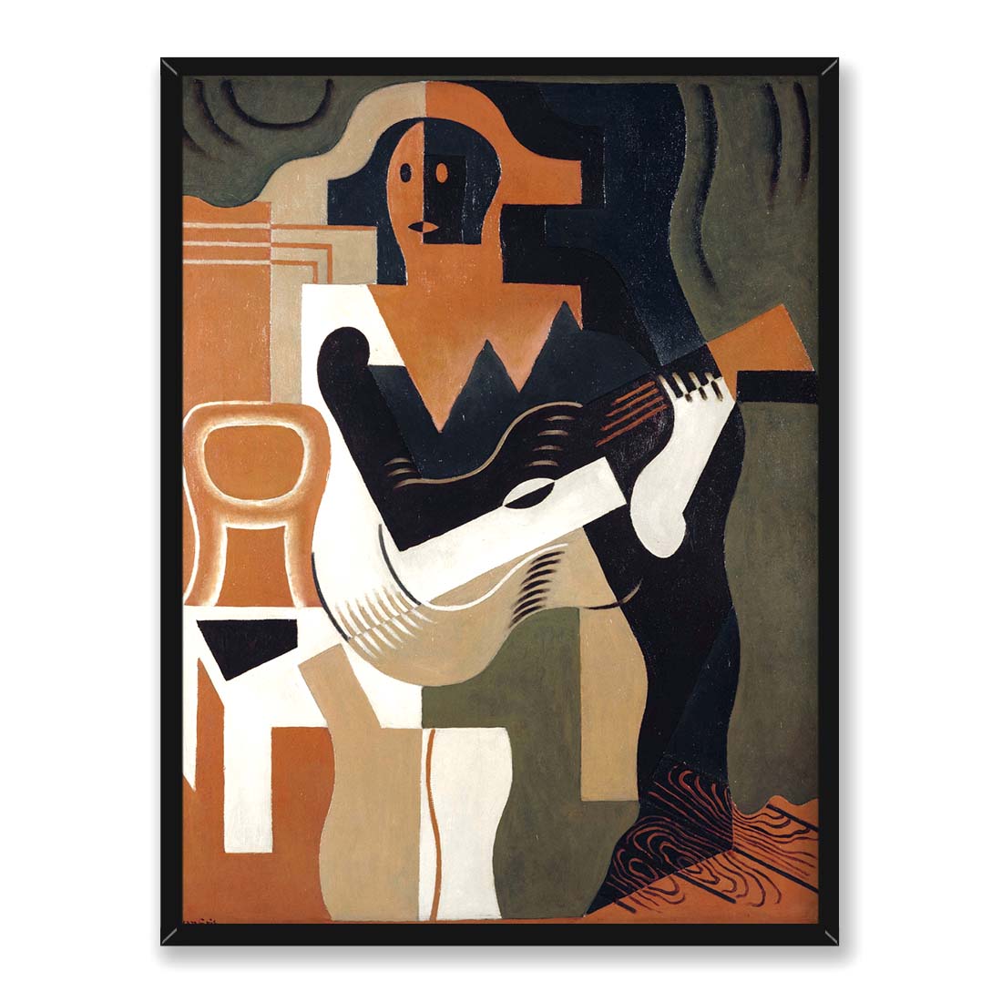 Juan Gris Arlekin siedzący z gitarą 30x40 w RAMIE