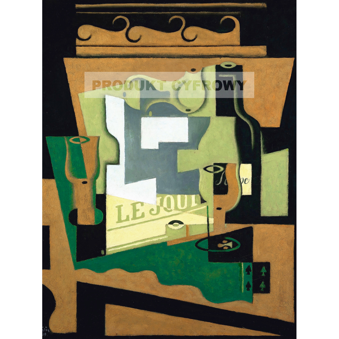 Juan Gris Martwa natura z butelką Bordeaux 1919 — produkt cyfrowy do pobrania