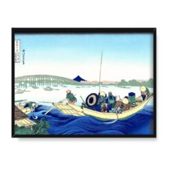 Katsushika Hokusai Zachód słońca przy moście Ryogoku 36 widoków Fuji 40×30 w RAMIE