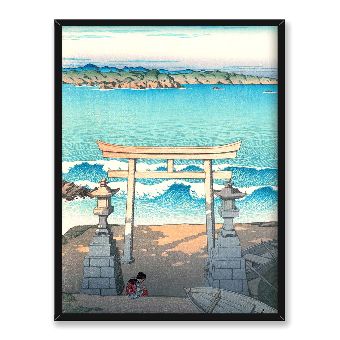 Kawase Hasui Boshu Futomi 30x40 w RAMIE