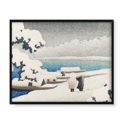 Kawase Hasui Hashidate w śniegu 50×40