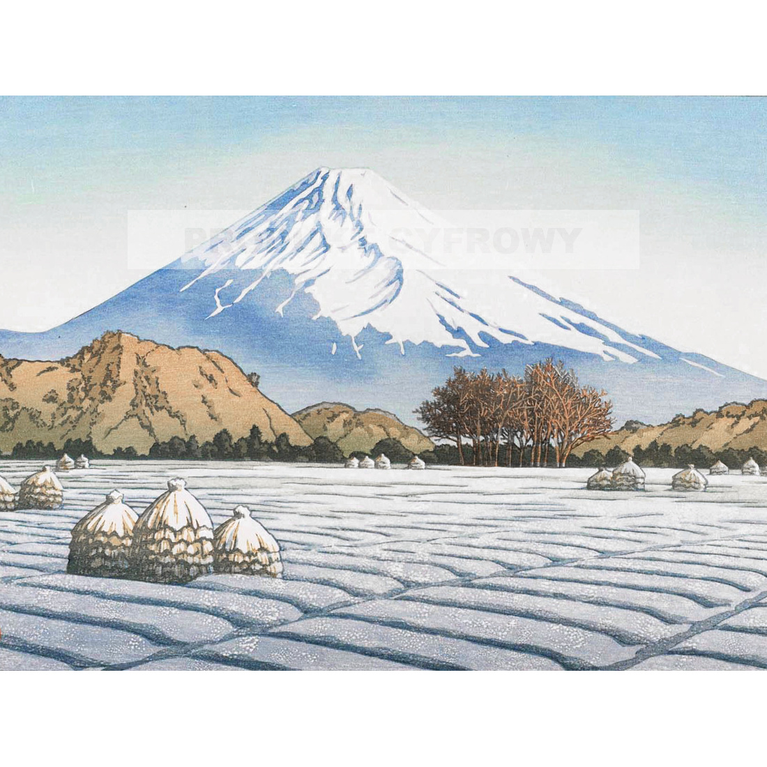 Kawase Hasui Mroźny poranek w Nagaoka — produkt cyfrowy do pobrania