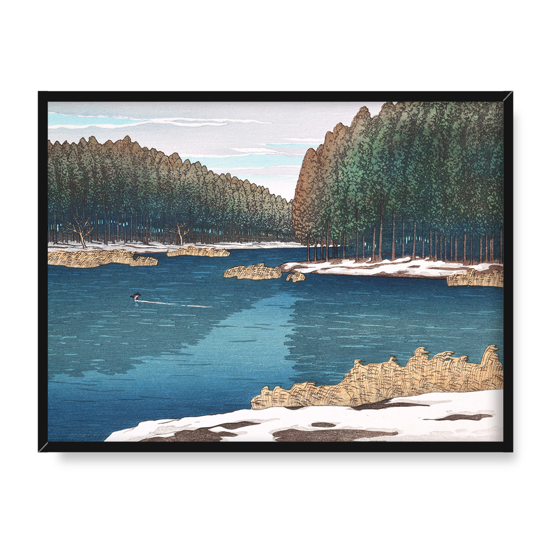 Kawase Hasui Pozostały śnieg w Inokashira 40x30