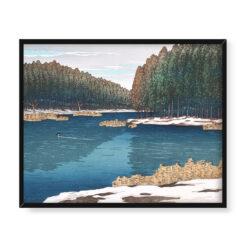 Kawase Hasui Pozostały śnieg w Inokashira 50×40