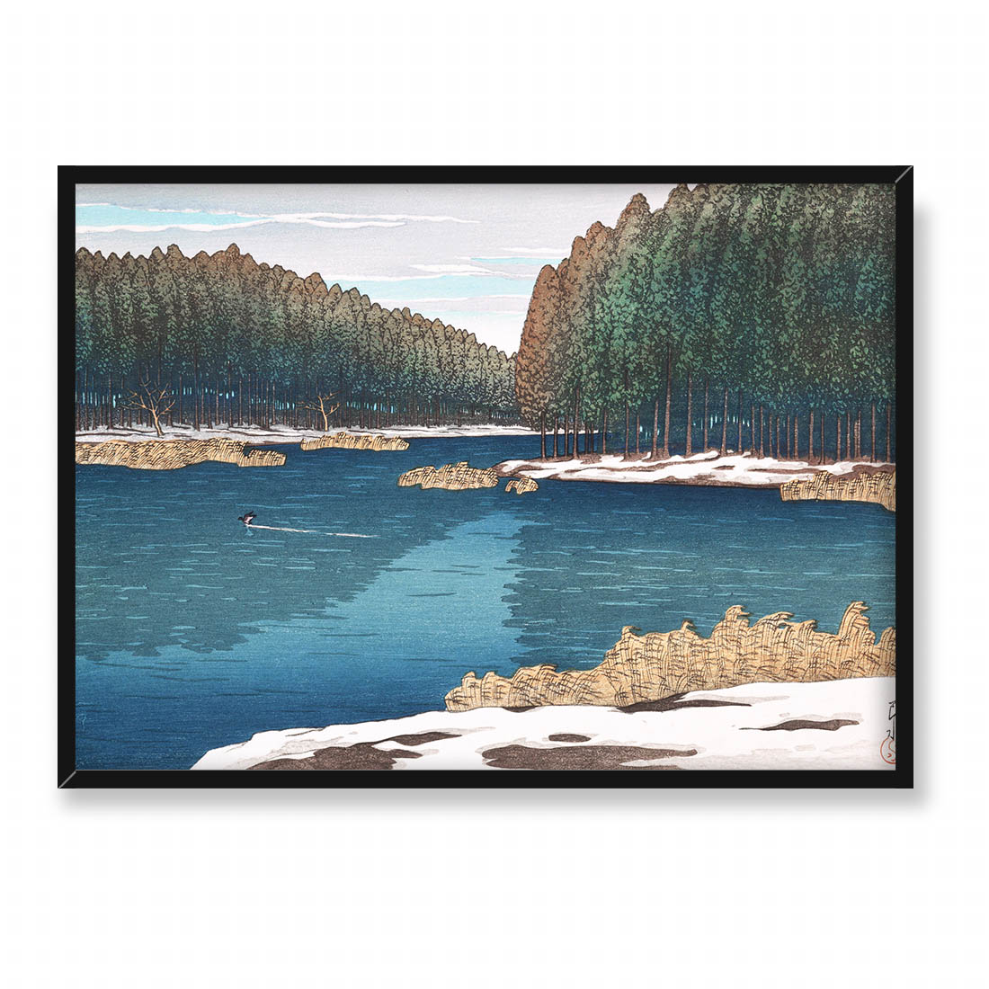 Kawase Hasui Pozostały śnieg w Inokashira 70x50