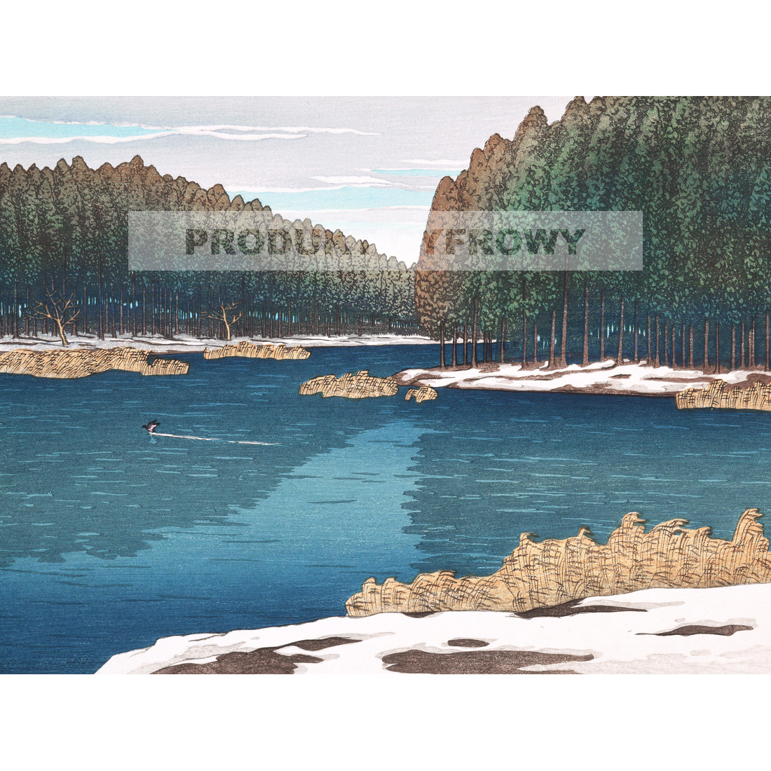 Kawase Hasui Pozostały śnieg w Inokashira — produkt cyfrowy do pobrania