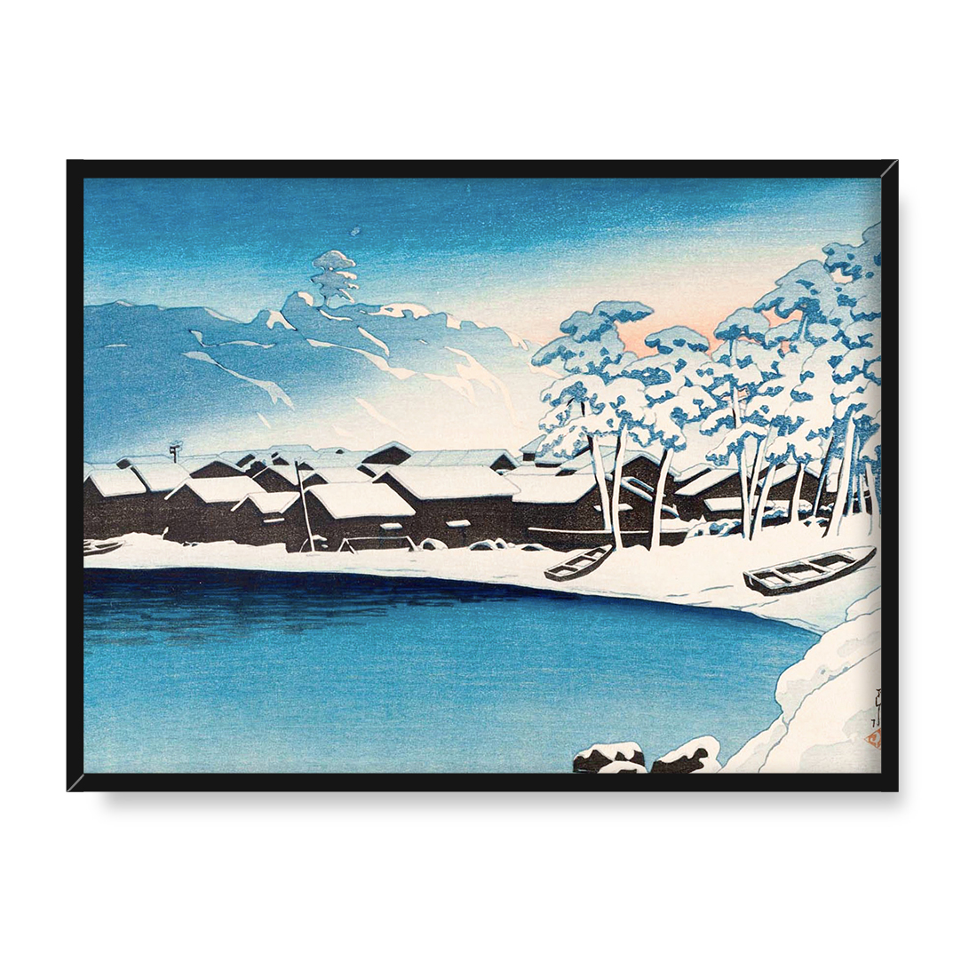 Kawase Hasui Śnieżny brzask 40x30 w RAMIE