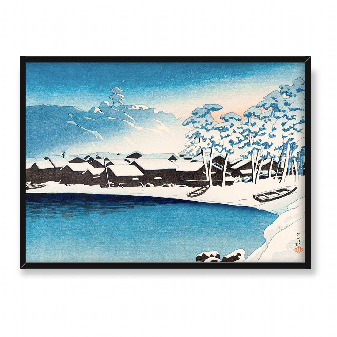 Kawase Hasui Śnieżny brzask 70x50