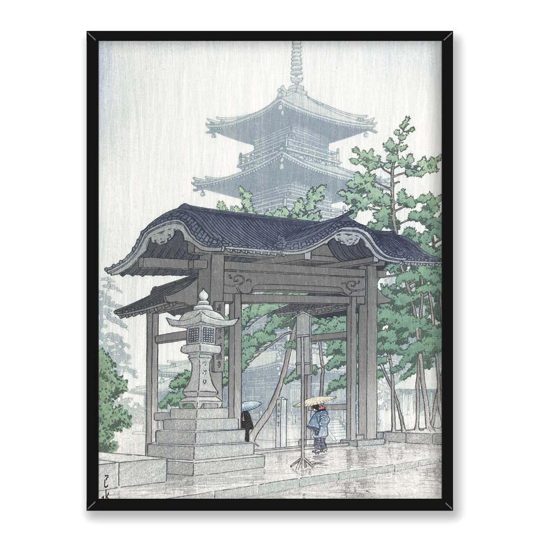Kawase Hasui Świątynia Zensetsu w Sanshū 30x40 w RAMIE
