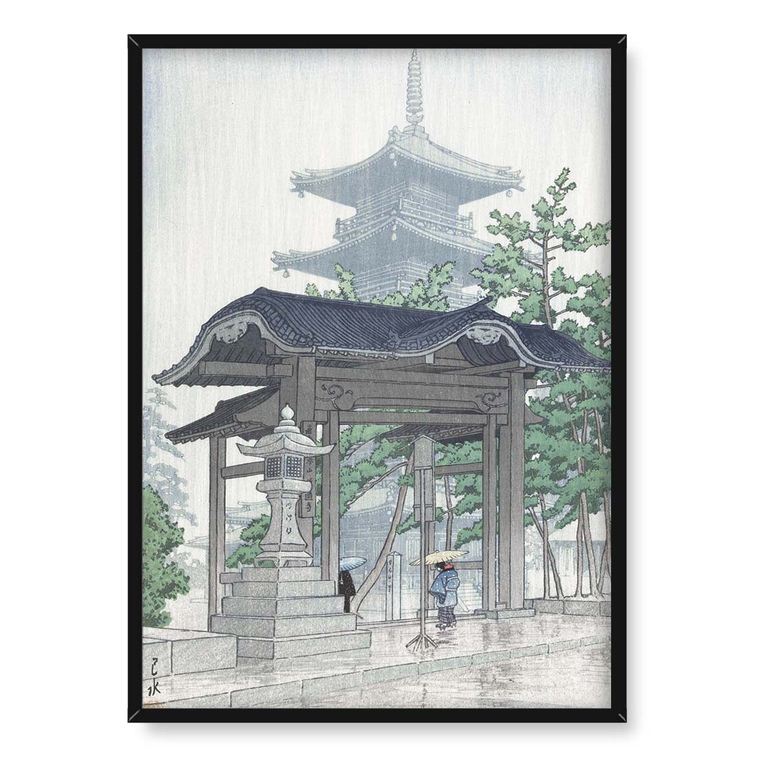 Kawase Hasui Świątynia Zensetsu w Sanshū 50x70
