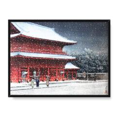 Kawase Hasui Świątynia Zōjō-ji w śniegu 40×30