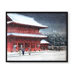 Kawase Hasui Świątynia Zōjō-ji w śniegu 50×40