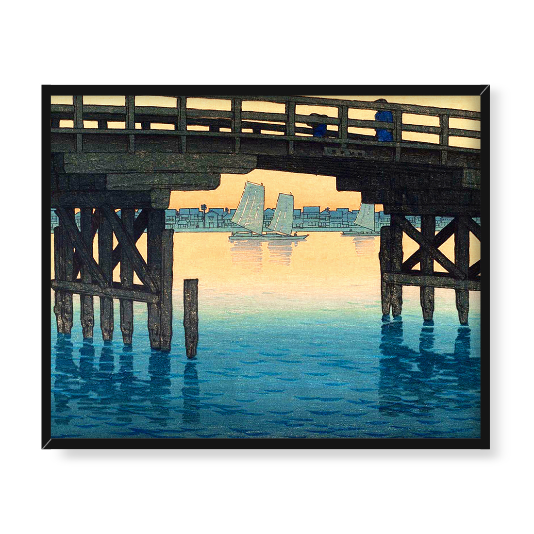 Kawase Hasui Tokio Fukagawa Kaminohashi 50x40 w RAMIE