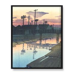 Kawase Hasui Tokio Kiba o zmierzchu 40×50