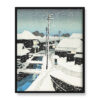 Kawase Hasui Wieczorny śnieg w wiosce Terashima 40×50 w RAMIE