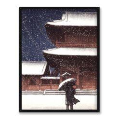 Kawase Hasui Zojo-ji w śniegu 30×40