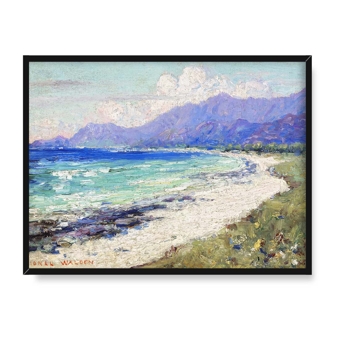 Lionel Walden Hawajski pejzaż nadmorski 40x30 w RAMIE
